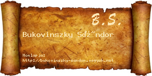 Bukovinszky Sándor névjegykártya